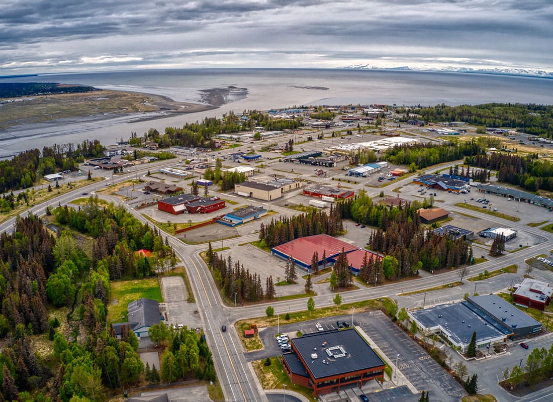 Kenai, Alaska - Aerial View of the Town of Kenai, Alaska During Summer